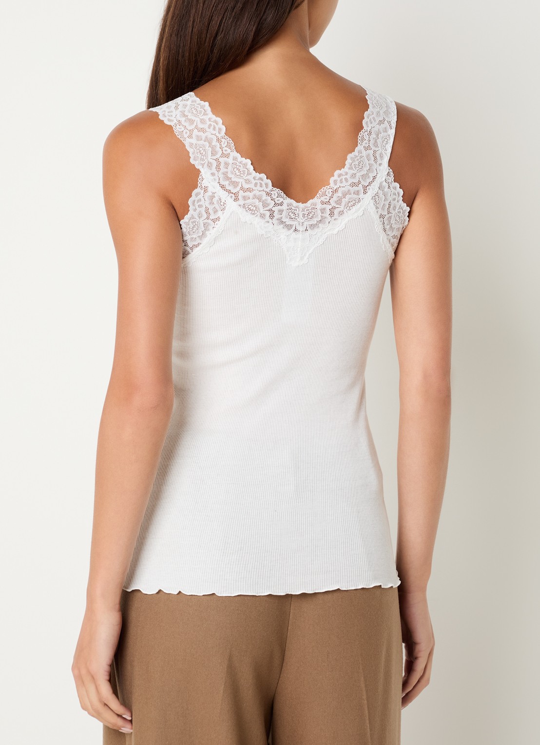 Rosemunde Tanktop met kant en structuur - achterkant 2 gebroken wit