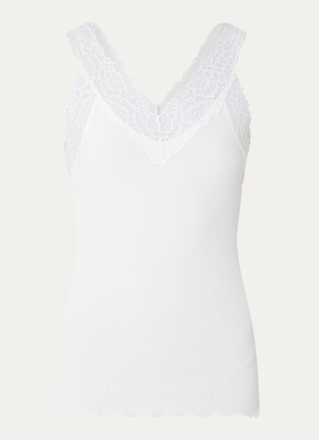 Rosemunde Tanktop met kant en structuur - voorkant 3 gebroken wit