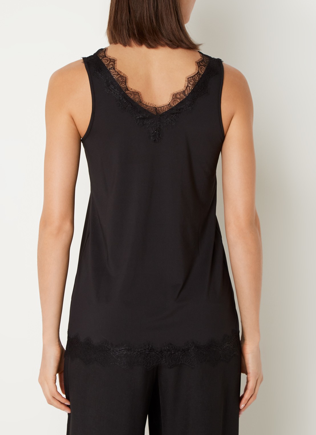 Rosemunde Tanktop met V-hals en kant - achterkant 3 zwart