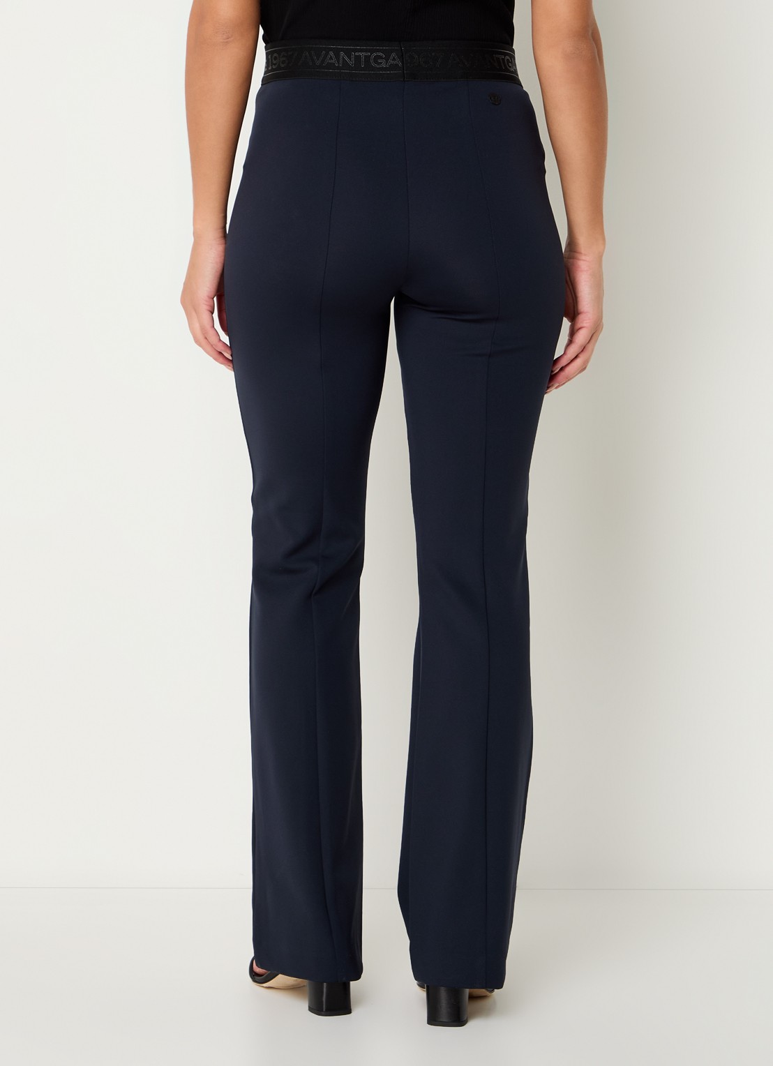 Rosner Studio Alisa high waist flared legging met logoband - achterkant donkerblauw