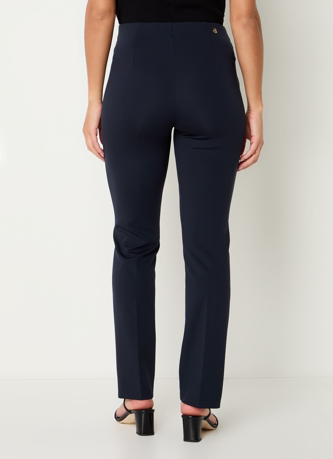Rosner Studio Alisa high waist slim fit pantalon met persplooi - achterkant donkerblauw