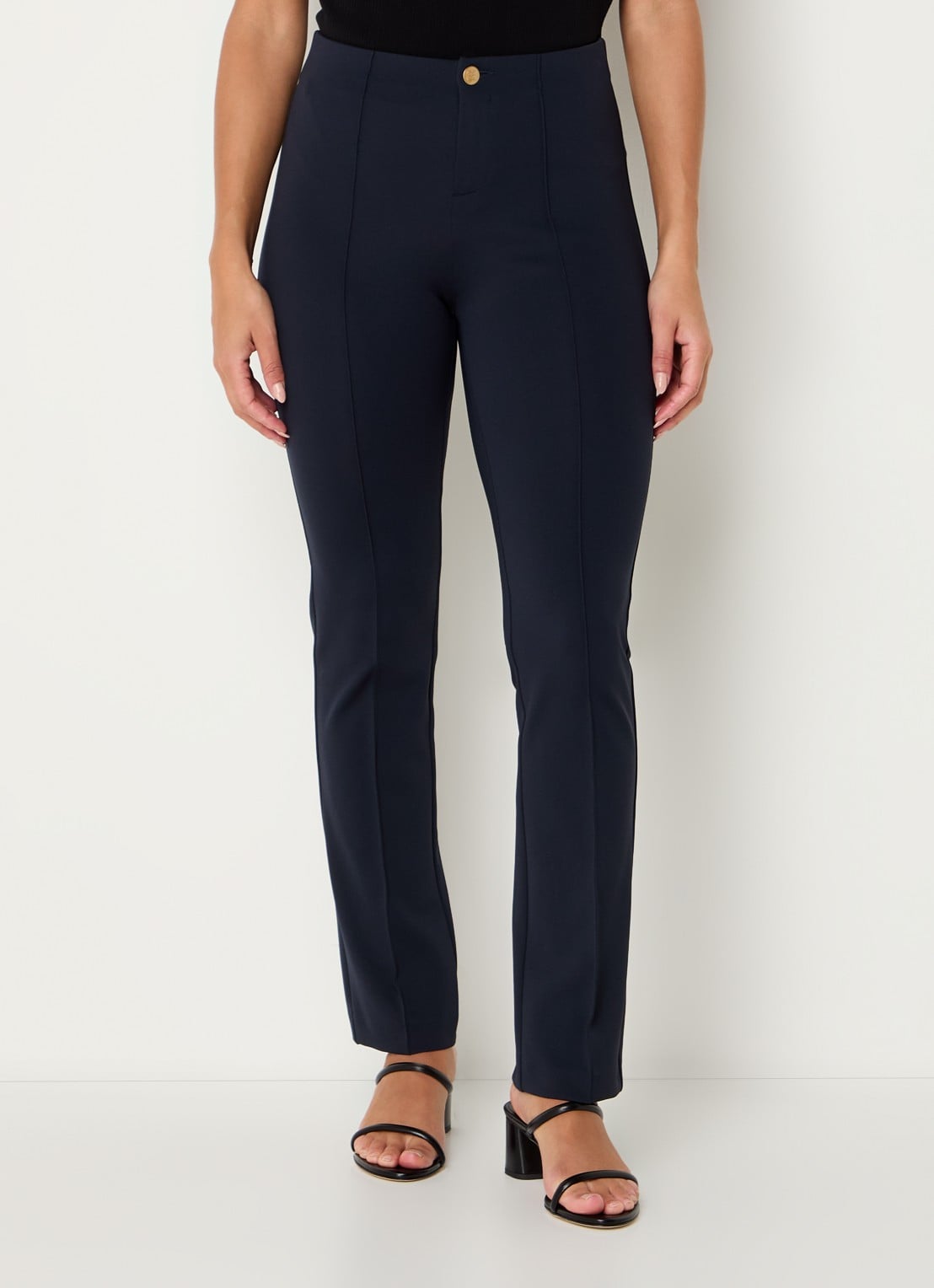 Rosner Studio Alisa high waist slim fit pantalon met persplooi - detail 2 donkerblauw