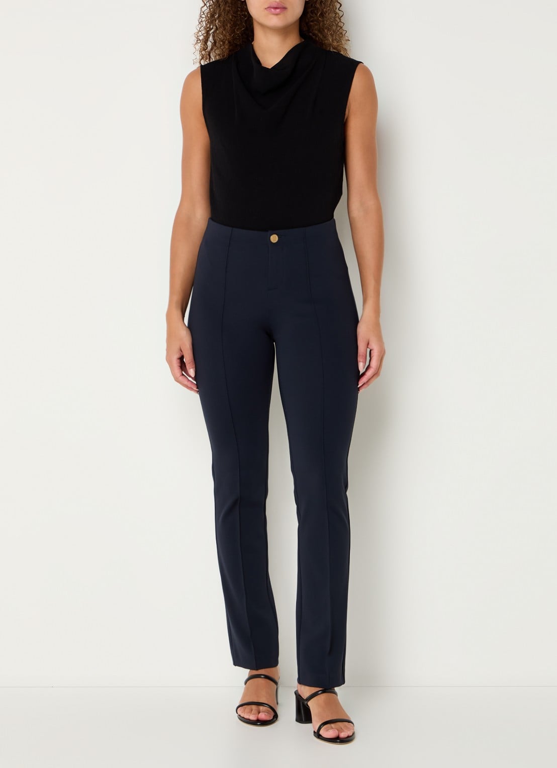 Rosner Studio Alisa high waist slim fit pantalon met persplooi - voorkant 4 donkerblauw