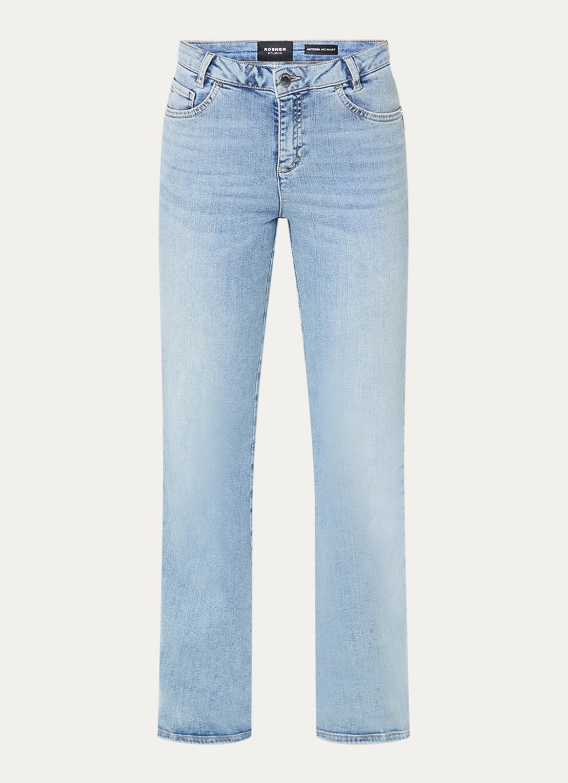 Rosner Studio Antonia mid waist bootcut jeans met lichte wassing - voorkant indigo