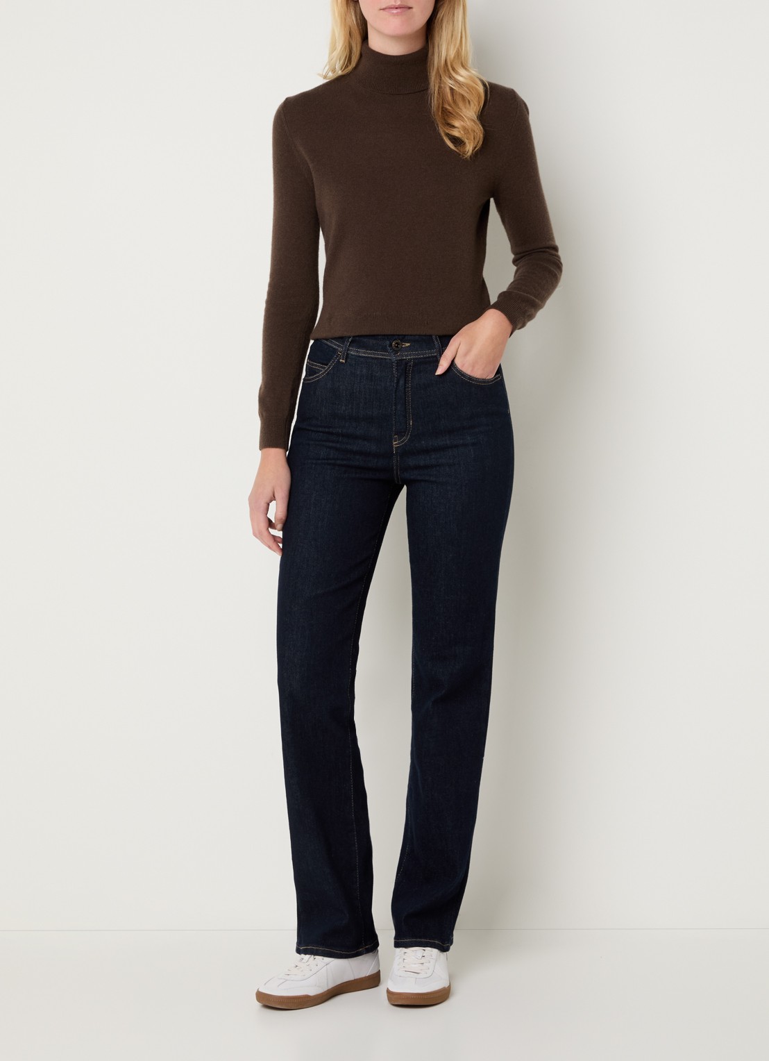 Rosner Studio Aubrey high waist slim fit jeans met steekzakken - voorkant 4 indigo