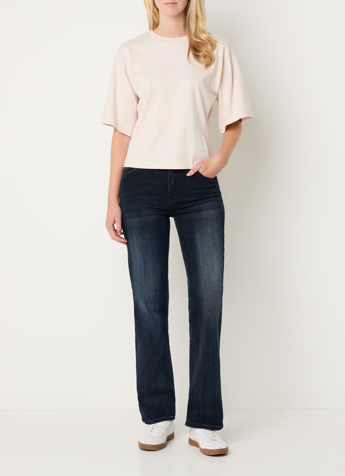 Rosner Studio Aubrey high waist slim fit jeans met steekzakken - voorkant 2 donkerblauw