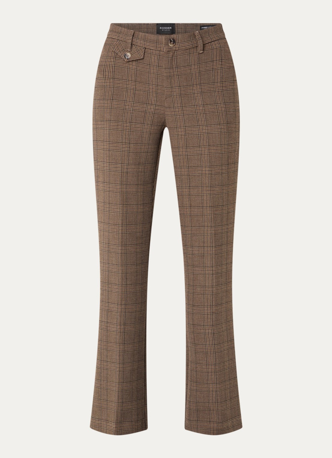 Rosner Studio Audrey high waist bootcut fit pantalon met ruitdessin - voorkant 2 bruin