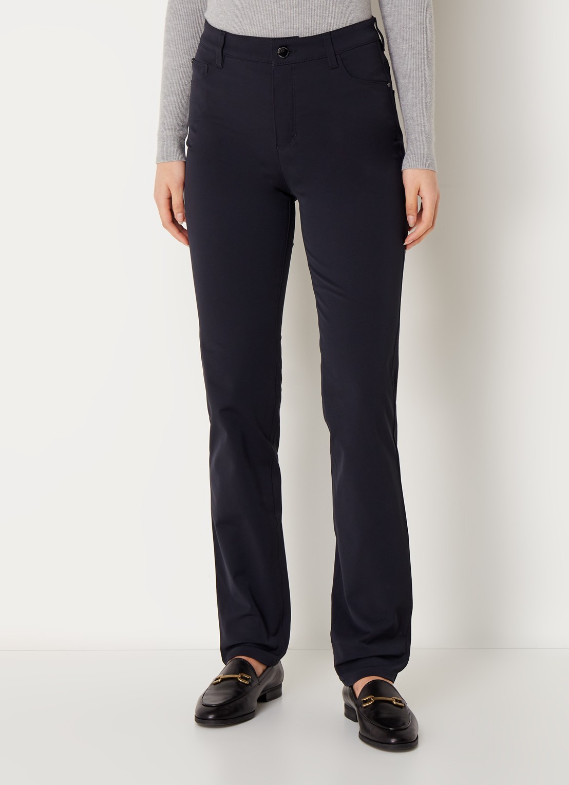 Rosner Studio Audrey high waist slim fit broek met stretch - detail 4 donkerblauw