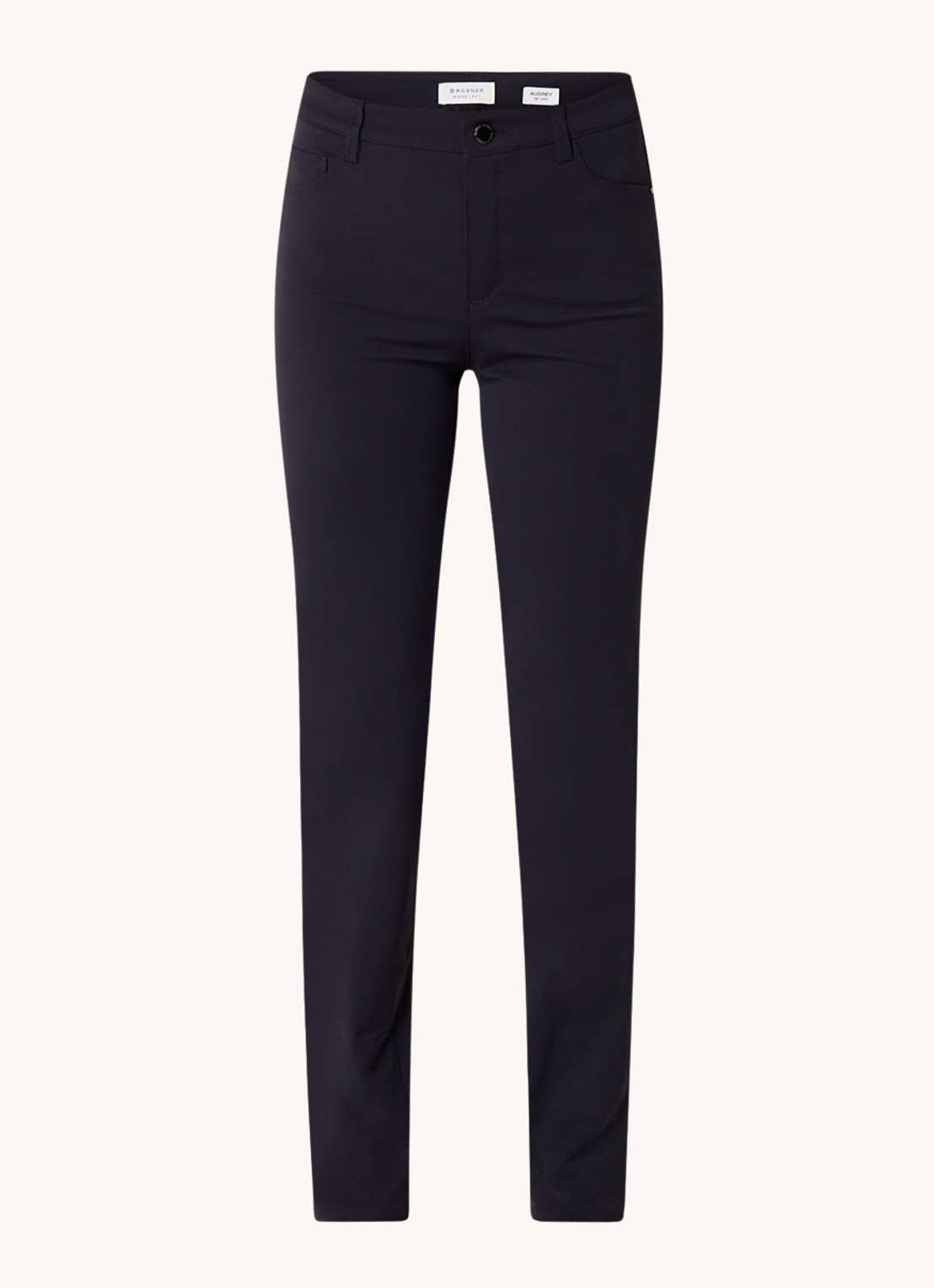 Rosner Studio Audrey high waist slim fit broek met stretch - voorkant donkerblauw