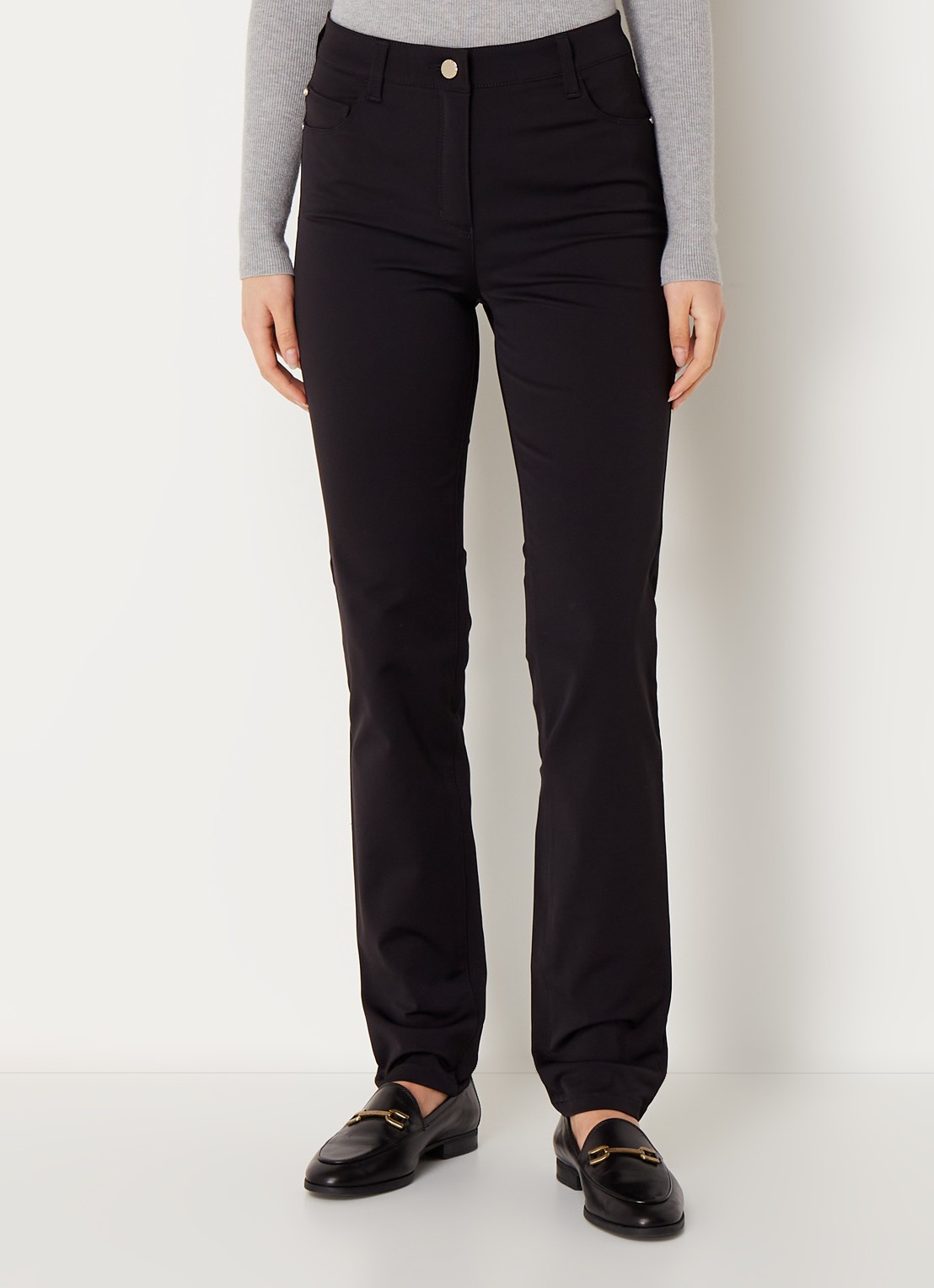 Rosner Studio Audrey high waist slim fit broek met stretch - detail 2 zwart