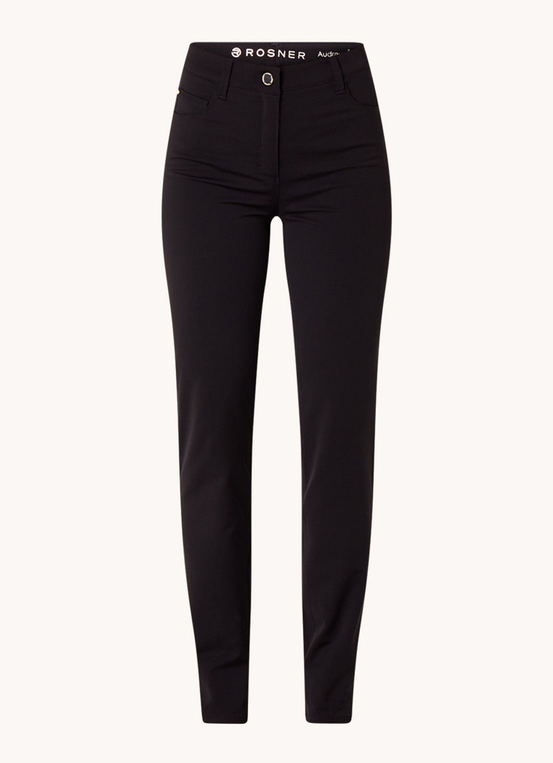 Rosner Studio Audrey high waist slim fit broek met stretch - voorkant 4 zwart