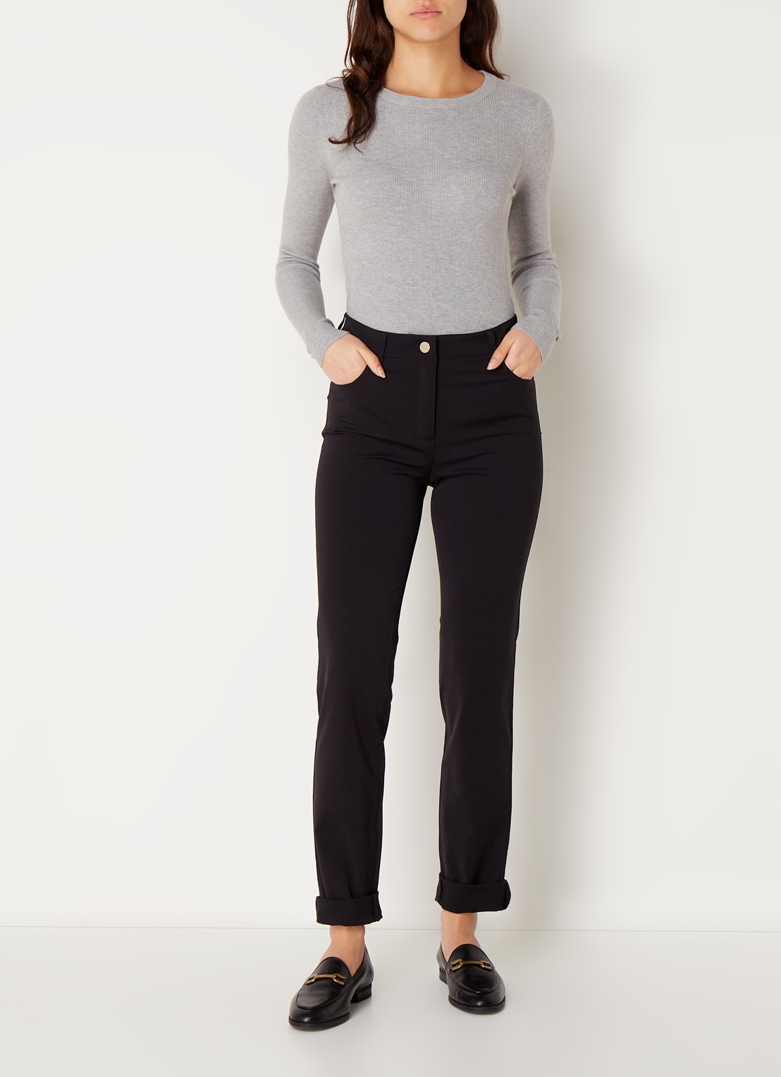Rosner Studio Audrey high waist slim fit broek met stretch - voorkant 5 zwart