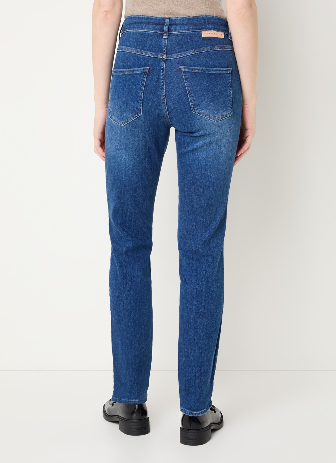 Rosner Studio Audrey high waist slim fit jeans met steekzakken - achterkant 5 blauw