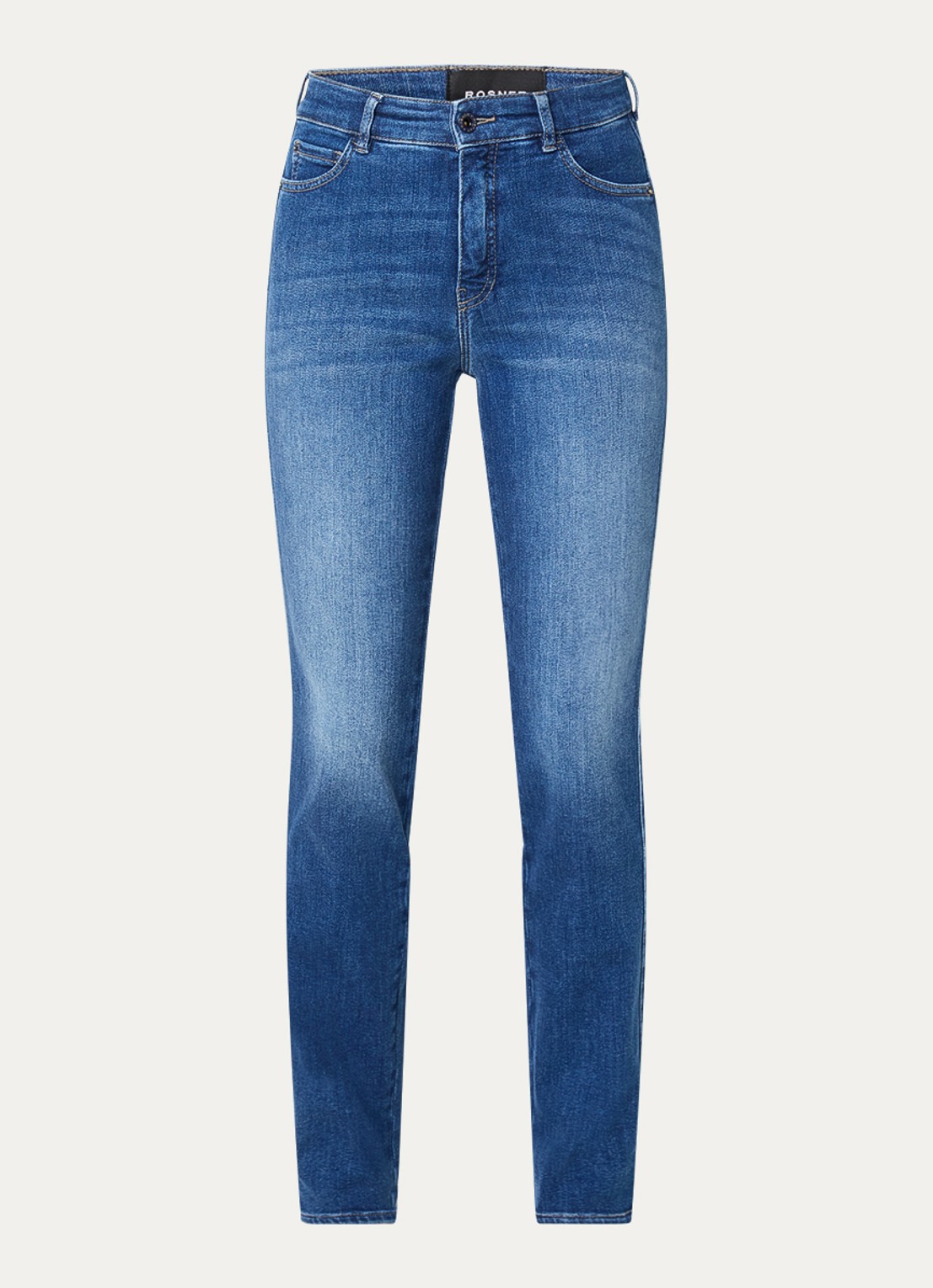 Rosner Studio Audrey high waist slim fit jeans met steekzakken - voorkant blauw