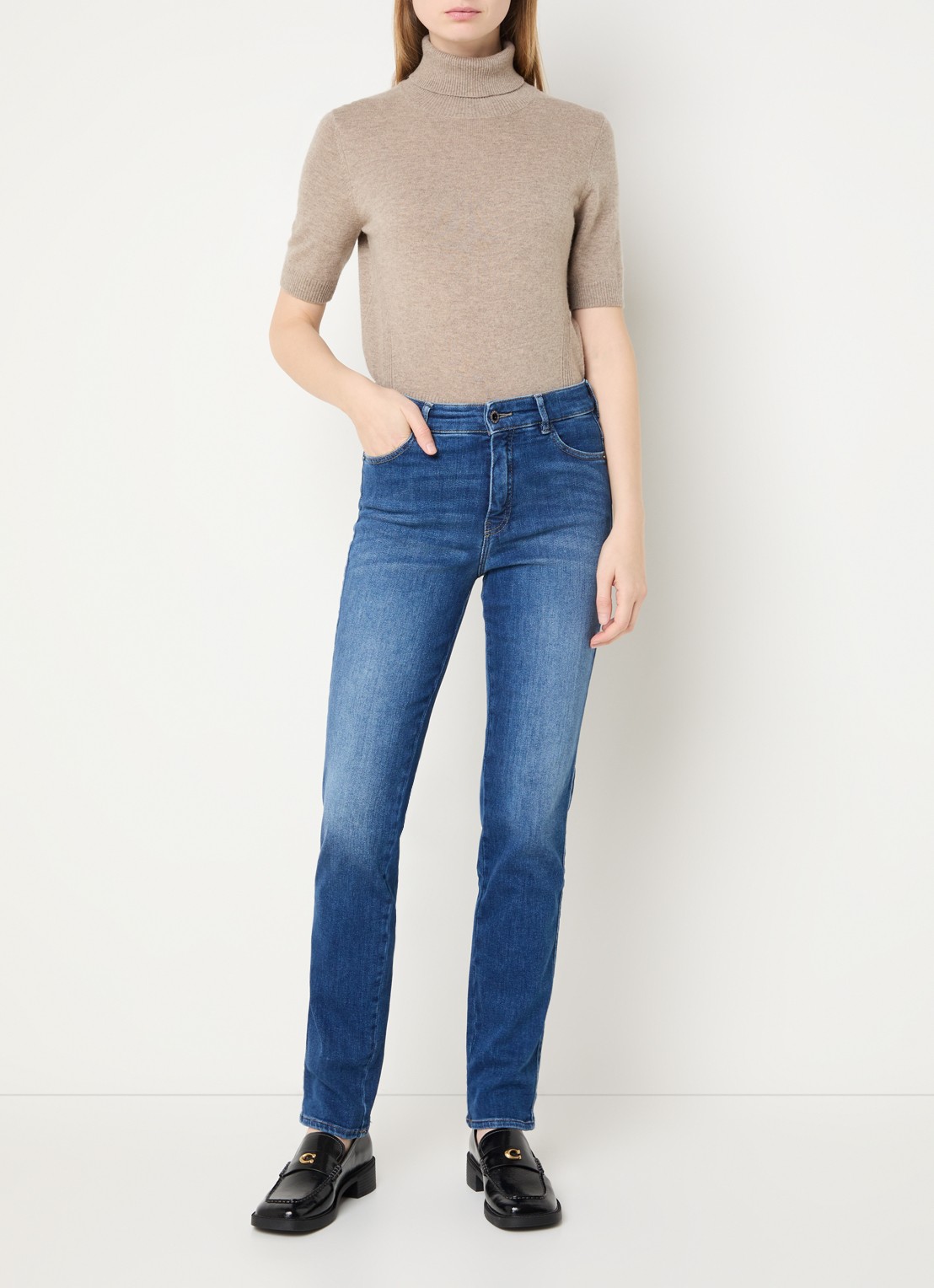 Rosner Studio Audrey high waist slim fit jeans met steekzakken - voorkant 2 blauw