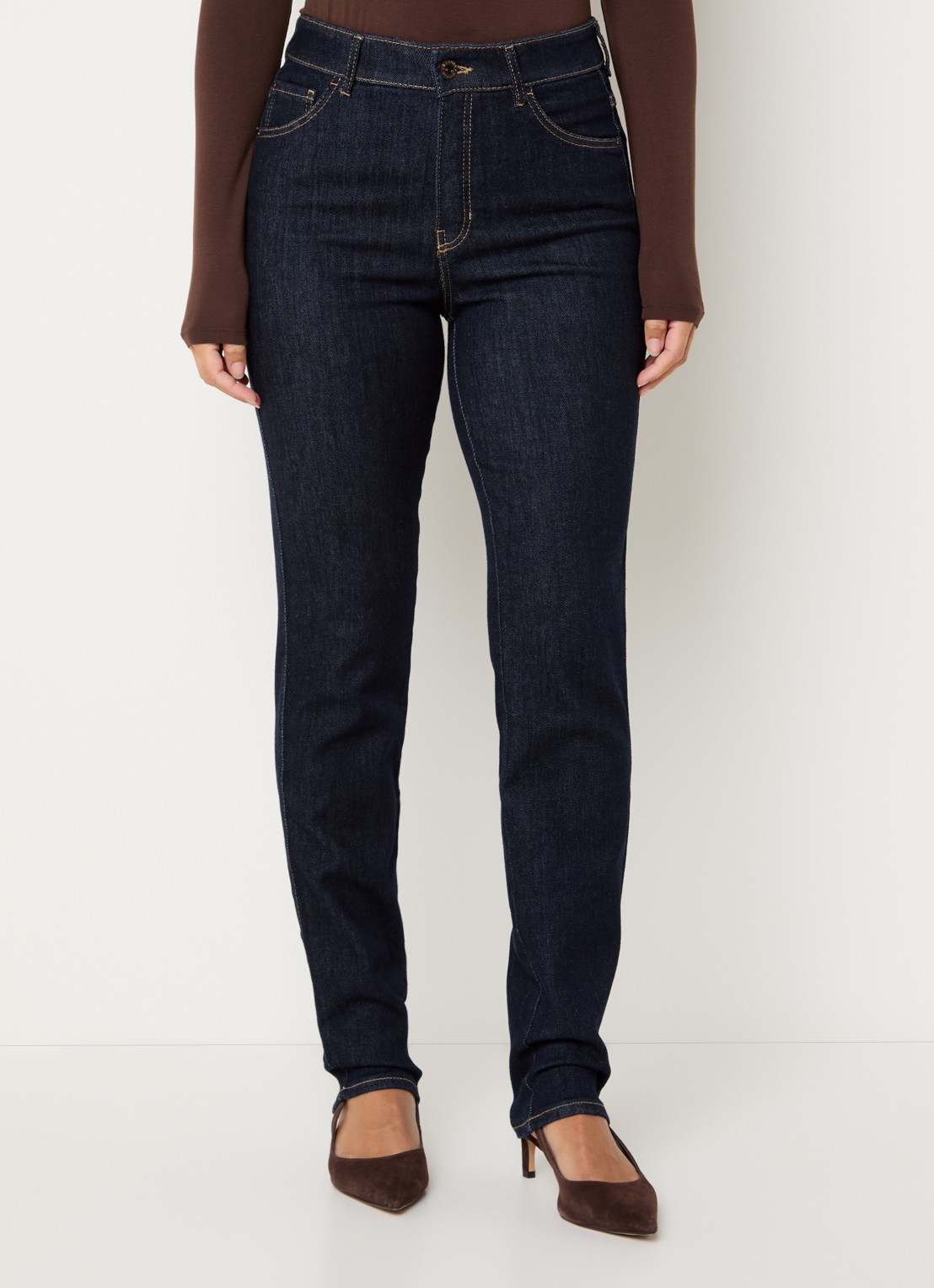 Rosner Studio Audrey high waist slim fit jeans met steekzakken - detail 4 donkerblauw