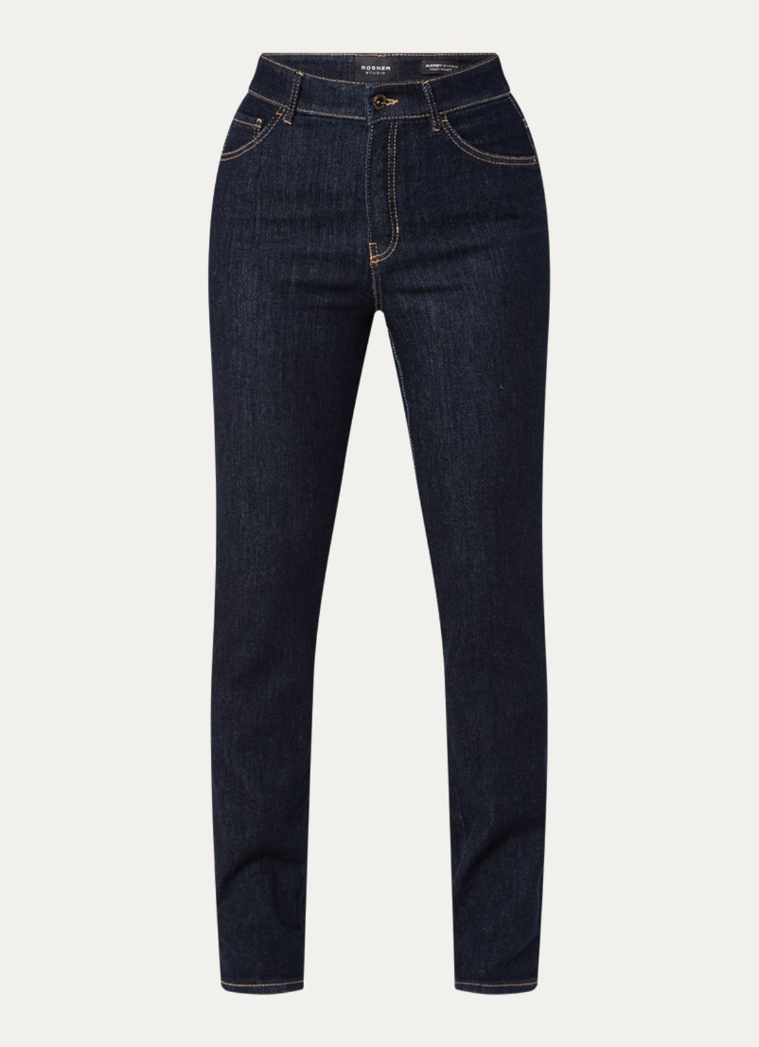 Rosner Studio Audrey high waist slim fit jeans met steekzakken - voorkant 2 donkerblauw