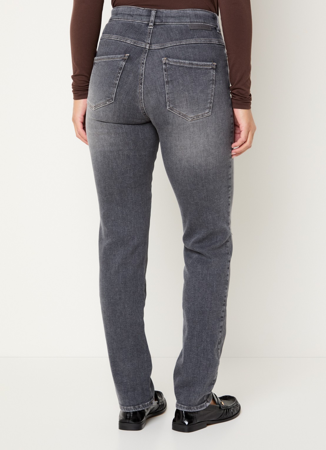 Rosner Studio Audrey high waist slim fit jeans met steekzakken - achterkant 5 middengrijs