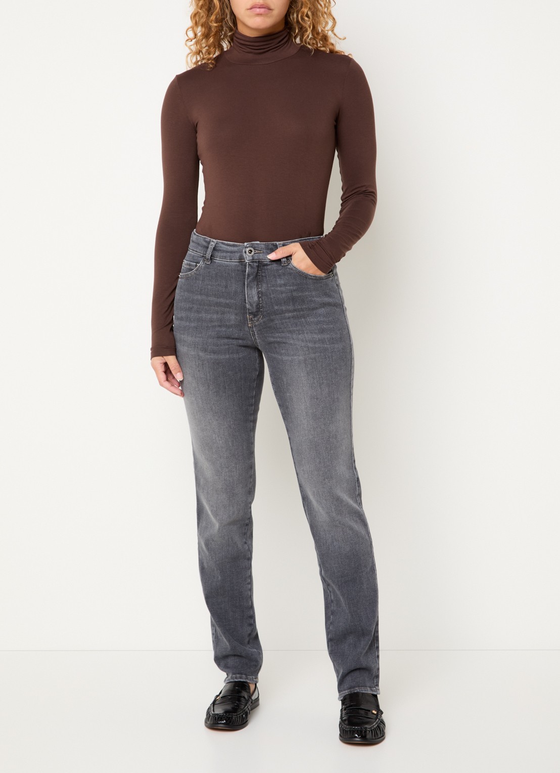 Rosner Studio Audrey high waist slim fit jeans met steekzakken - voorkant 4 middengrijs