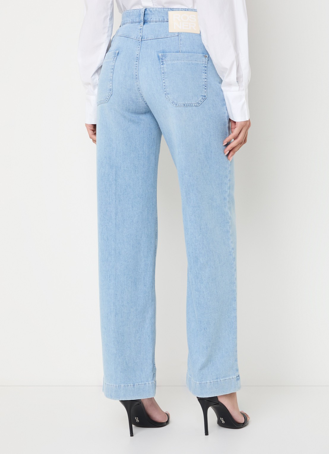 Rosner Studio Audrey high waist straight leg jeans met opgestikte zakken - achterkant 4 indigo