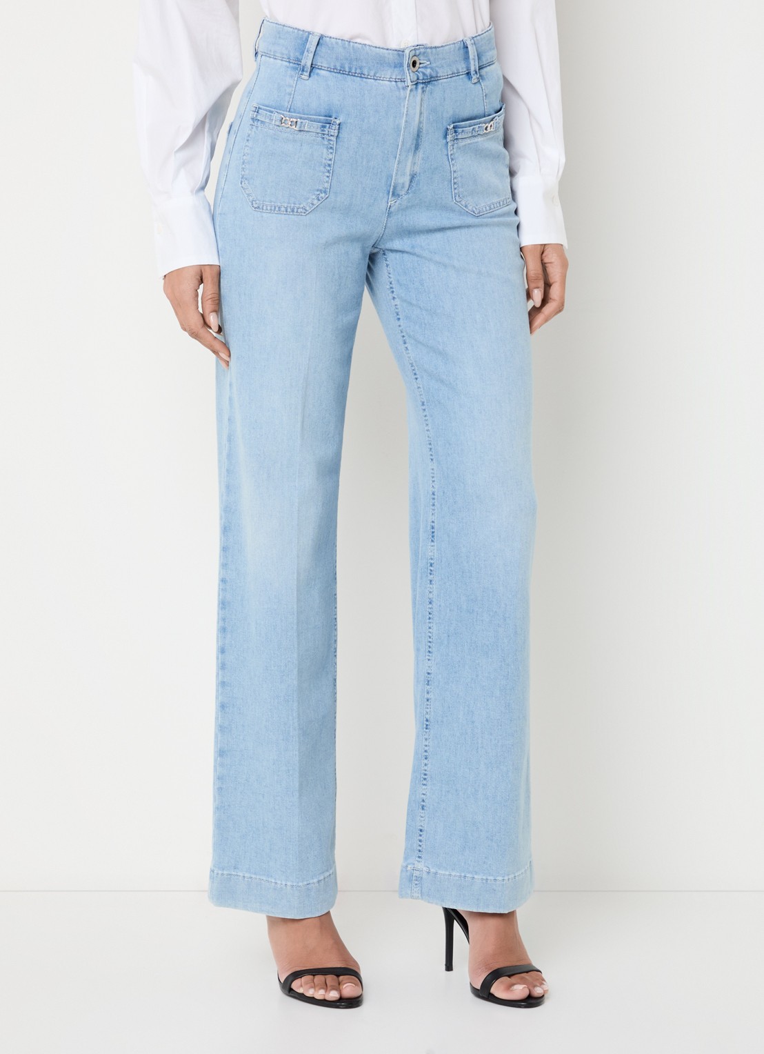 Rosner Studio Audrey high waist straight leg jeans met opgestikte zakken - detail 3 indigo