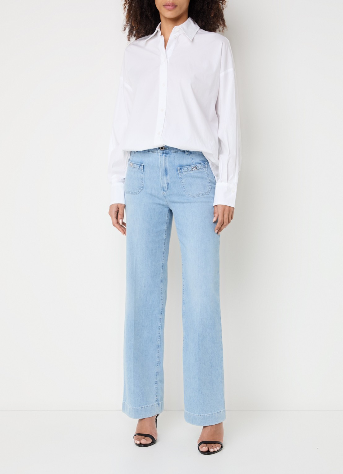 Rosner Studio Audrey high waist straight leg jeans met opgestikte zakken - voorkant 2 indigo