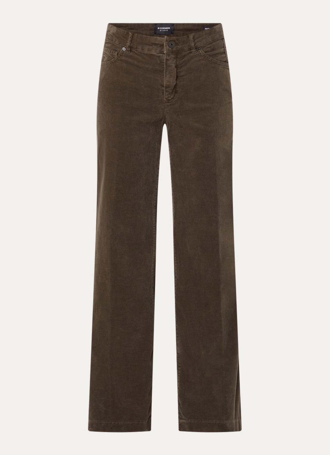 Rosner Studio Audrey high waist wide fit broek van corduroy - voorkant 4 donkerbruin