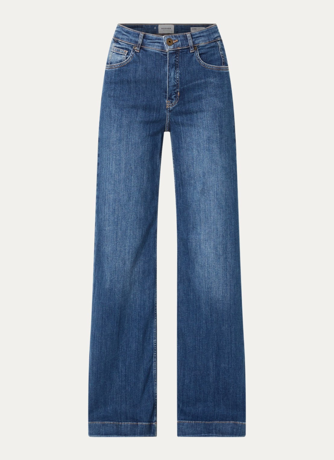 Rosner Studio Audrey high waist wide leg jeans met medium wassing - voorkant indigo