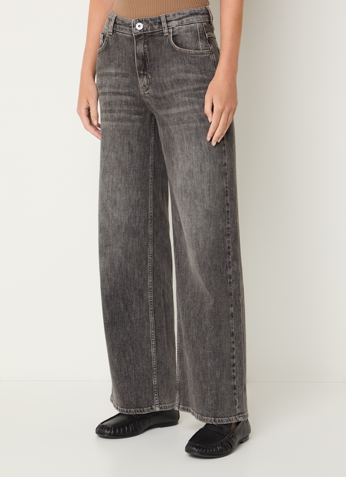 Rosner Studio Audrey mid waist straight leg jeans met gekleurde wassing - detail 3 middengrijs
