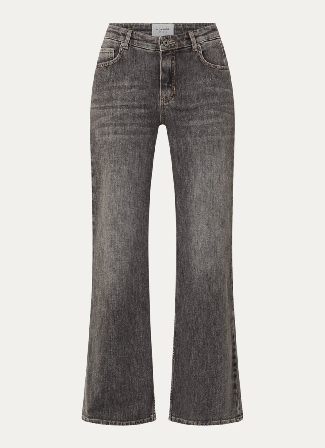 Rosner Studio Audrey mid waist straight leg jeans met gekleurde wassing - voorkant middengrijs