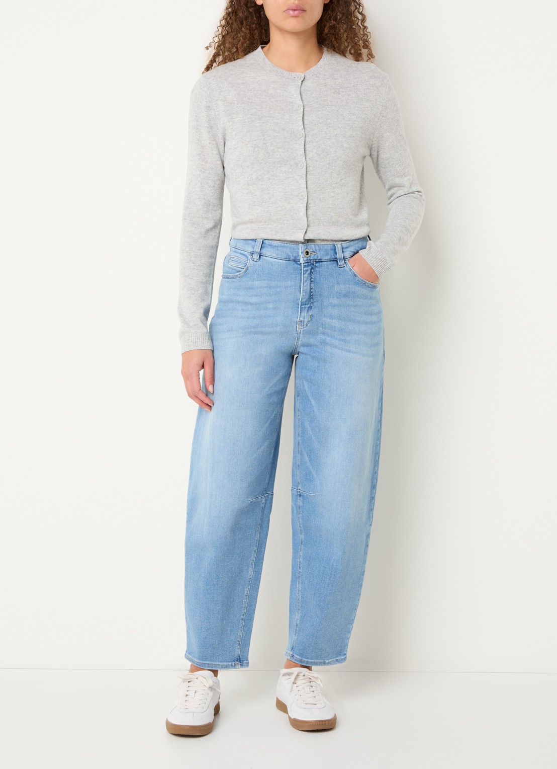 Rosner Studio High waist balloon fit jeans met lichte wassing - voorkant 2 indigo