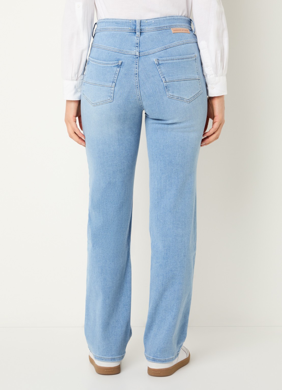Rosner Studio High waist flared jeans met lichte wassing - achterkant indigo