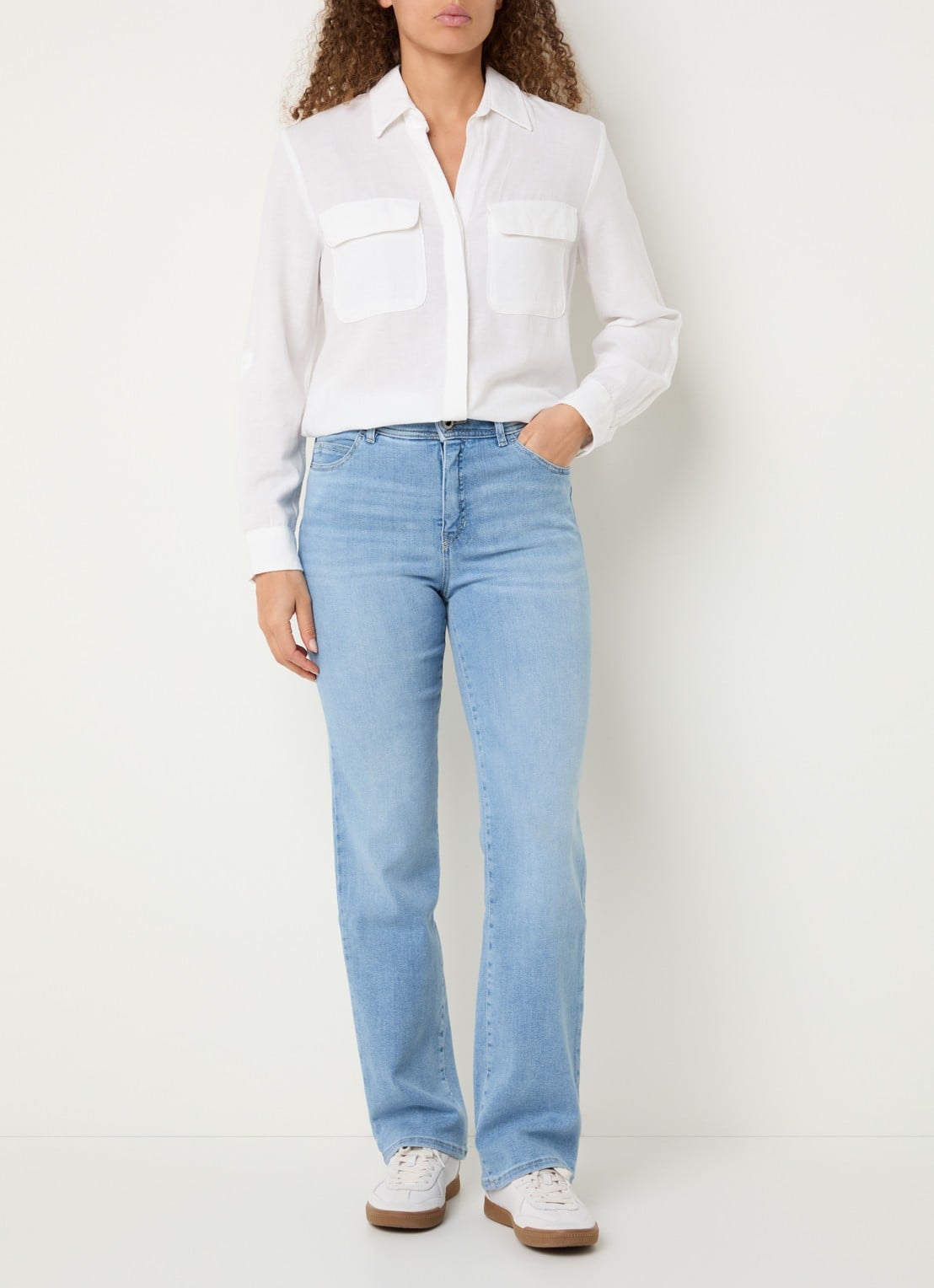 Rosner Studio High waist flared jeans met lichte wassing - voorkant 5 indigo