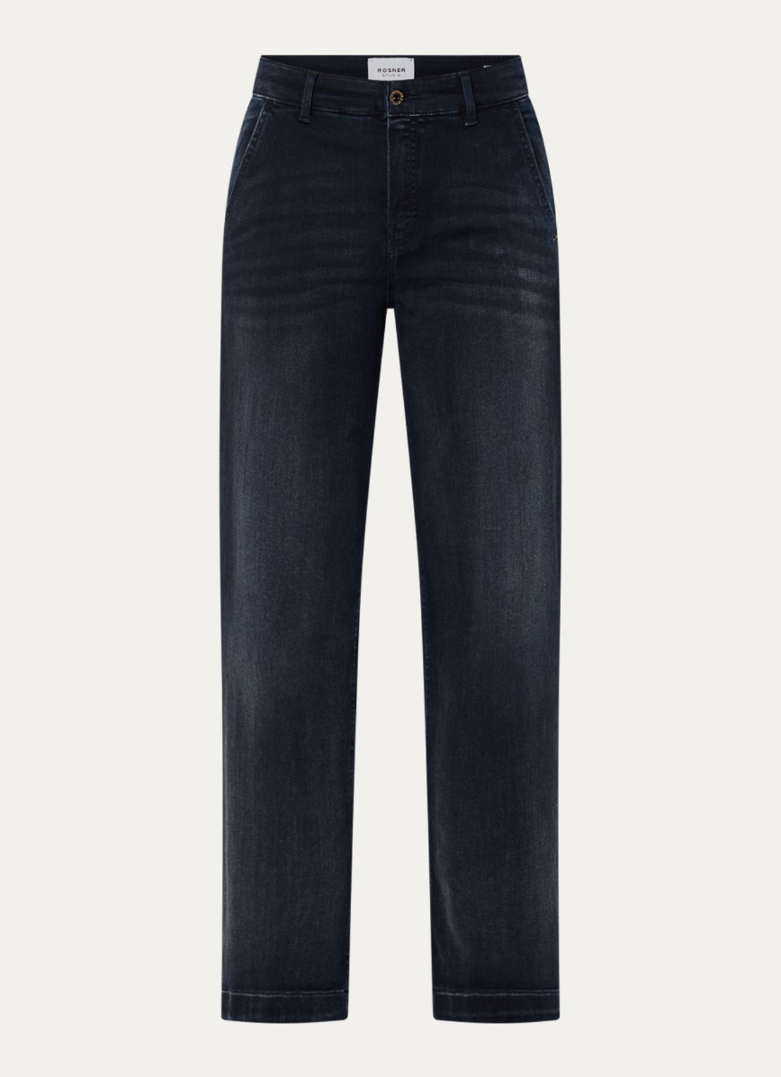 Rosner Studio High waist loose fit jeans met steekzakken - voorkant donkerblauw
