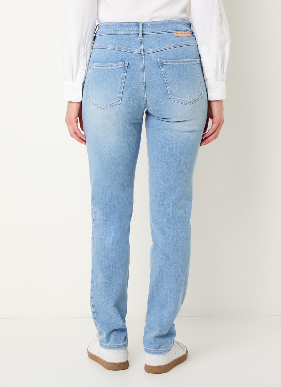 Rosner Studio High waist slim fit jeans met lichte wassing - achterkant indigo