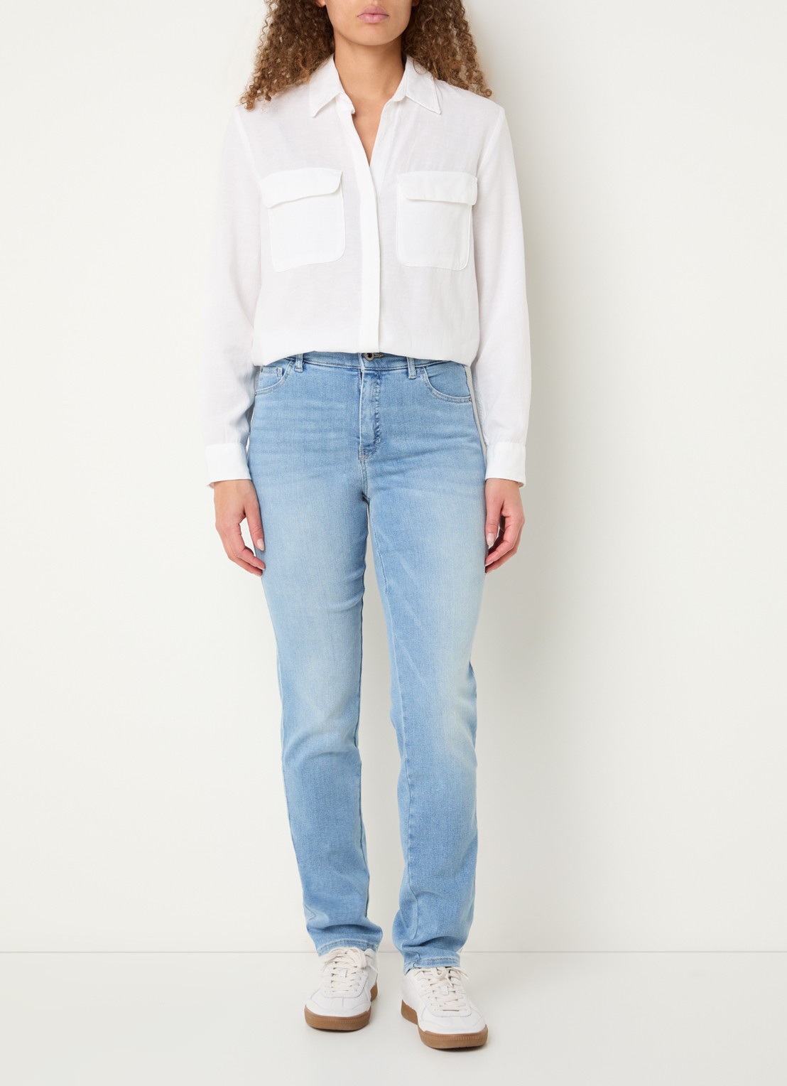 Rosner Studio High waist slim fit jeans met lichte wassing - voorkant 3 indigo