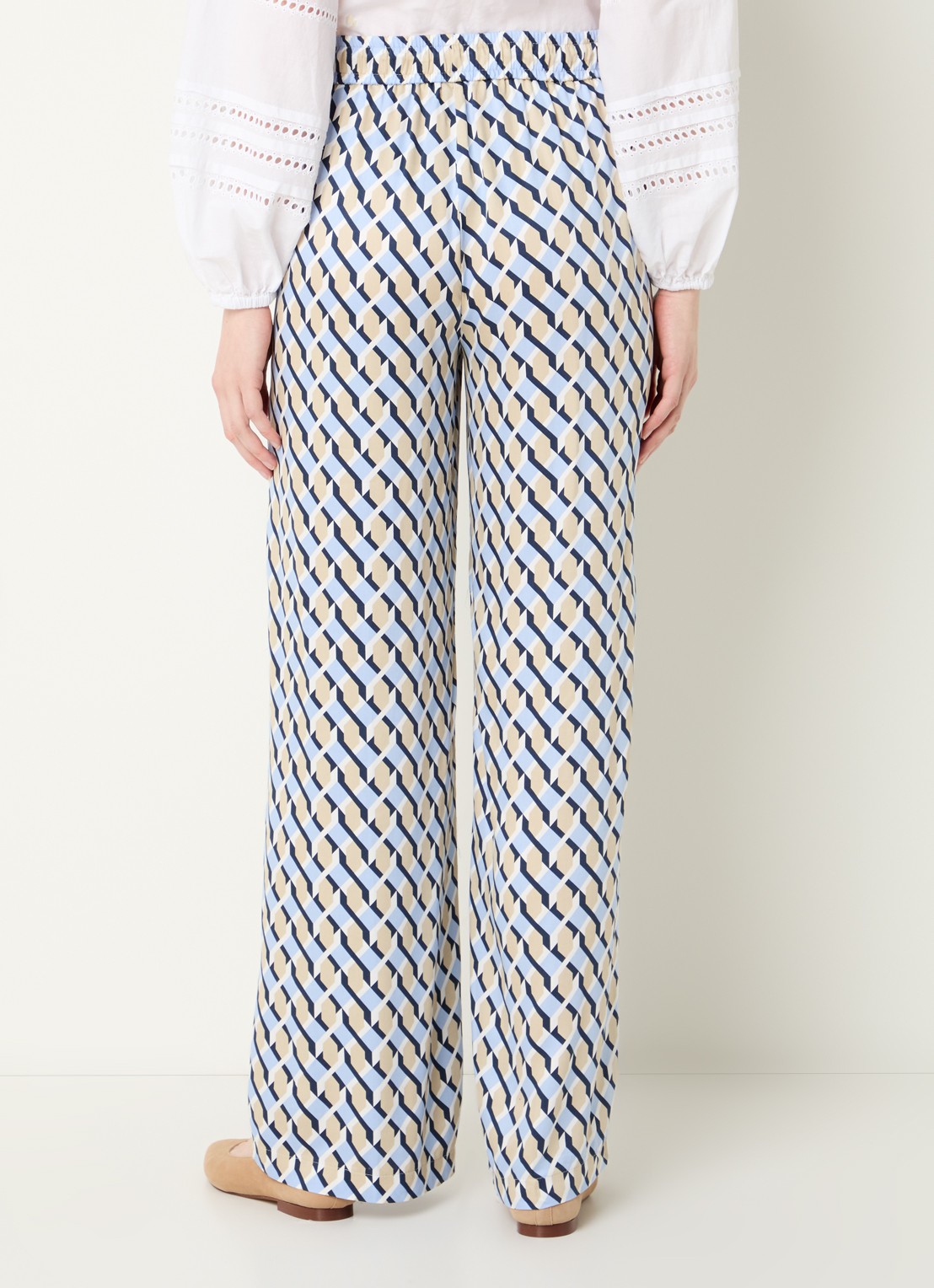 Rosner Studio High waist straight fit broek met print - achterkant 4 blauw