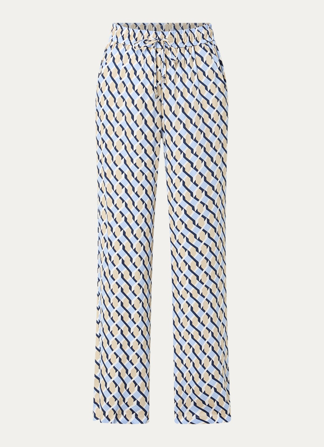 Rosner Studio High waist straight fit broek met print - voorkant 2 blauw