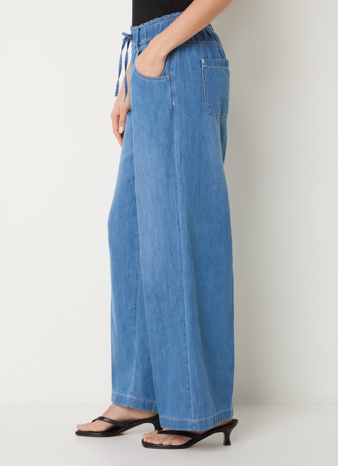 Rosner Studio High waist straight leg fit boek van chambray - detail 2 donkerblauw