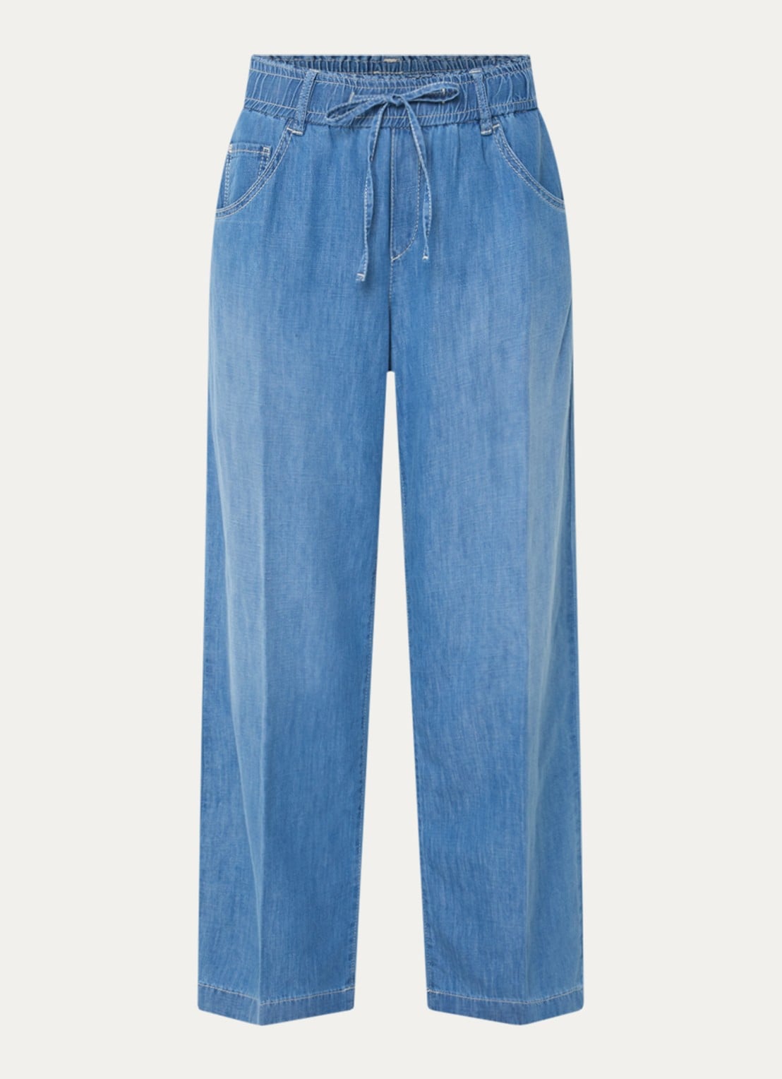 Rosner Studio High waist straight leg fit boek van chambray - voorkant 3 donkerblauw