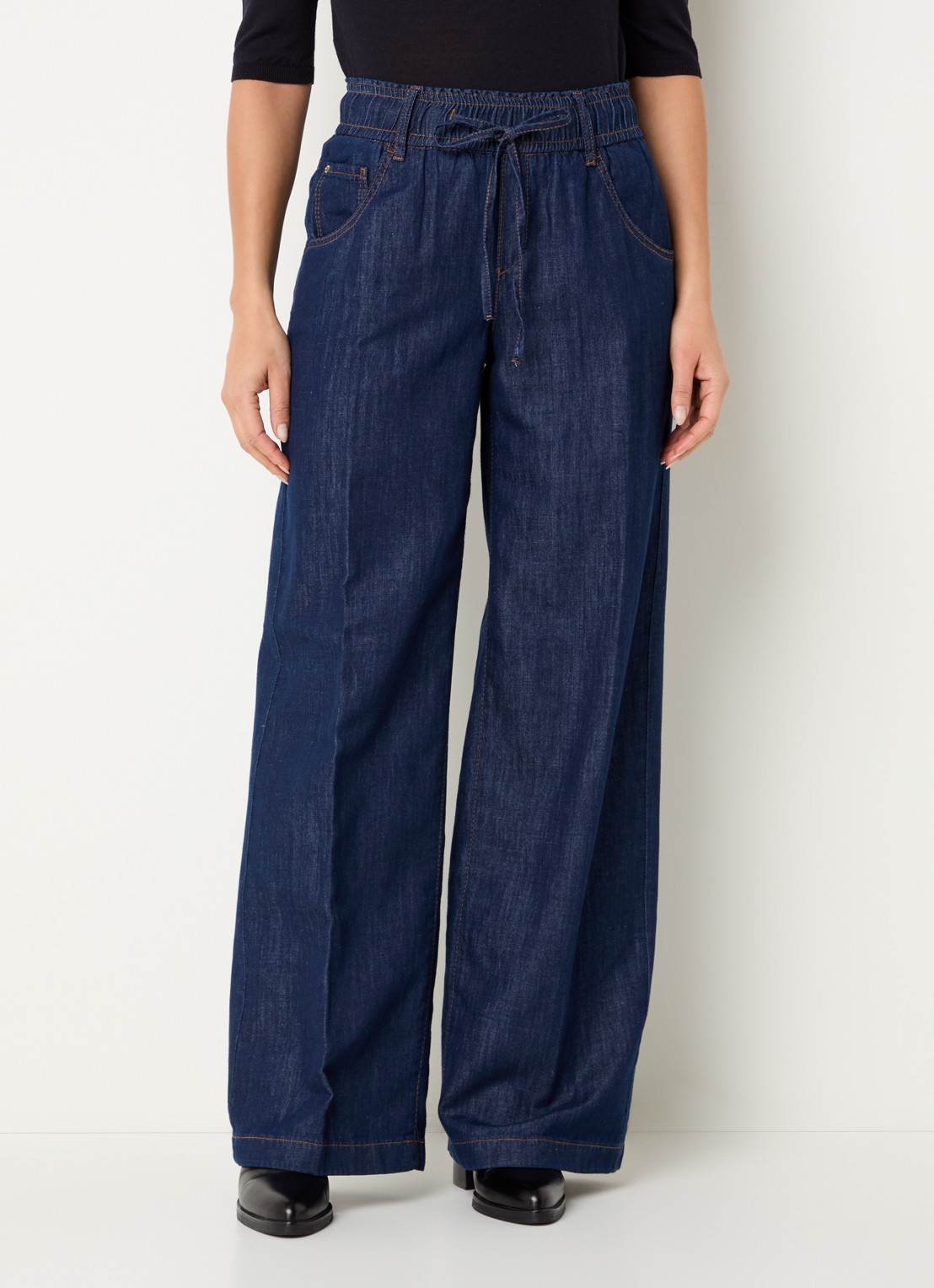 Rosner Studio High waist straight leg fit boek van chambray - detail 4 indigo