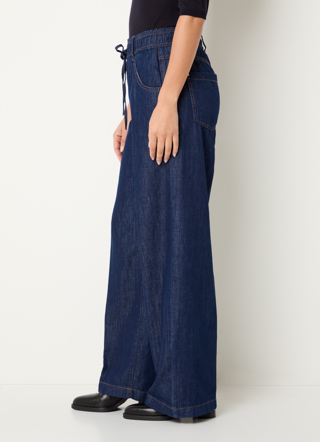 Rosner Studio High waist straight leg fit boek van chambray - detail 5 indigo