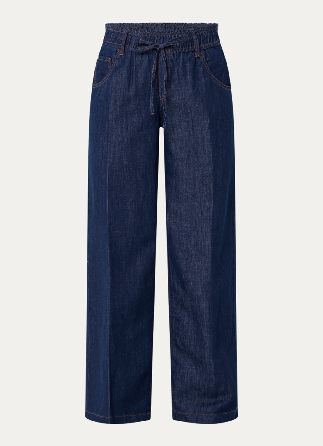 Rosner Studio High waist straight leg fit boek van chambray - voorkant indigo