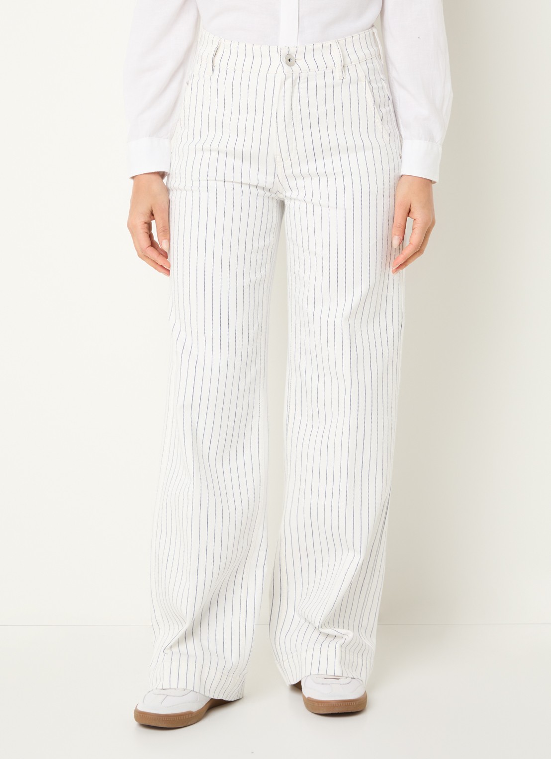 Rosner Studio High waist straight leg jeans met gekleurde wassing - detail wit