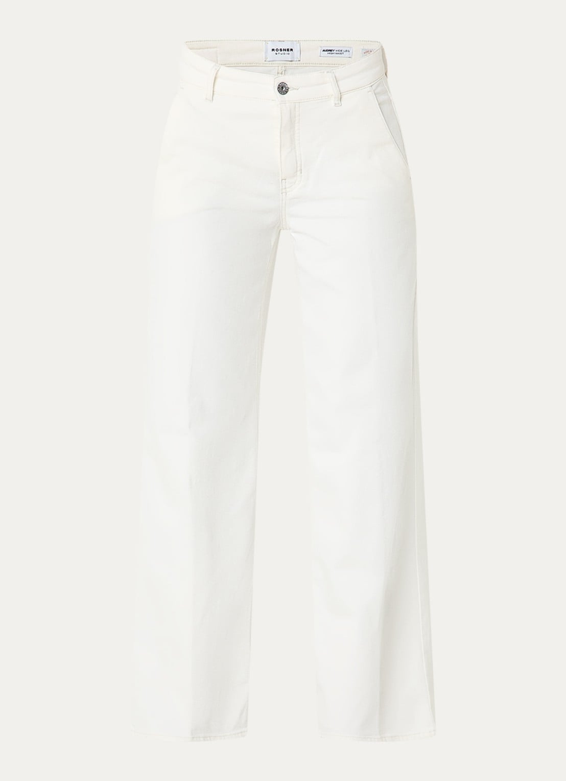 Rosner Studio High waist wide leg jeans met gekleurde wassing - voorkant wit