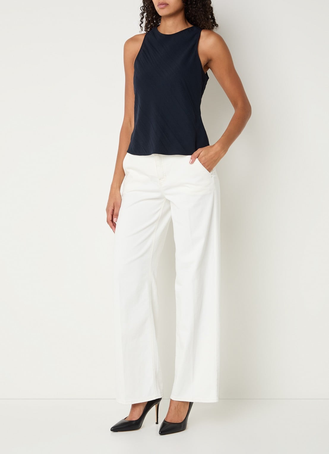 Rosner Studio High waist wide leg jeans met gekleurde wassing - voorkant 2 wit