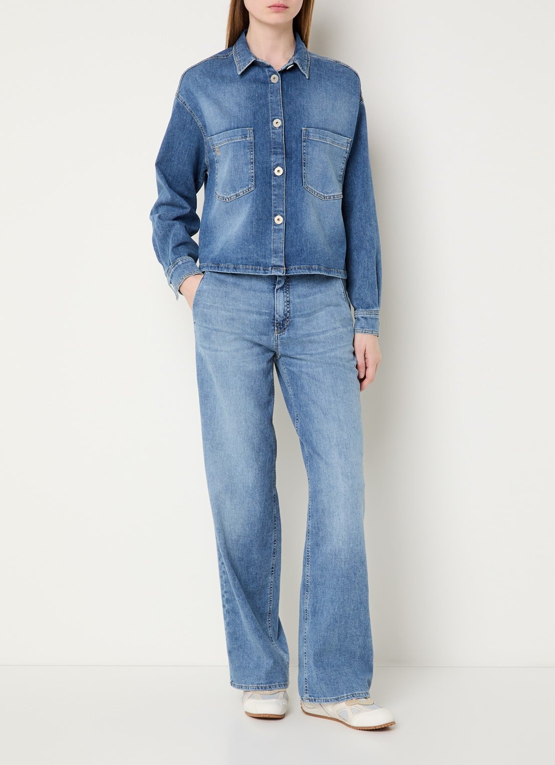 Rosner Studio High waist wide leg jeans met gekleurde wassing - voorkant 3 blauw