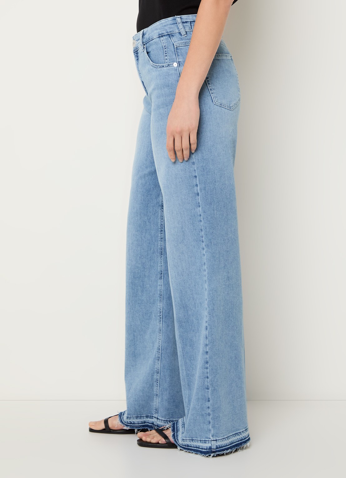 Rosner Studio High waist wide leg jeans met lichte wassing - detail 5 indigo