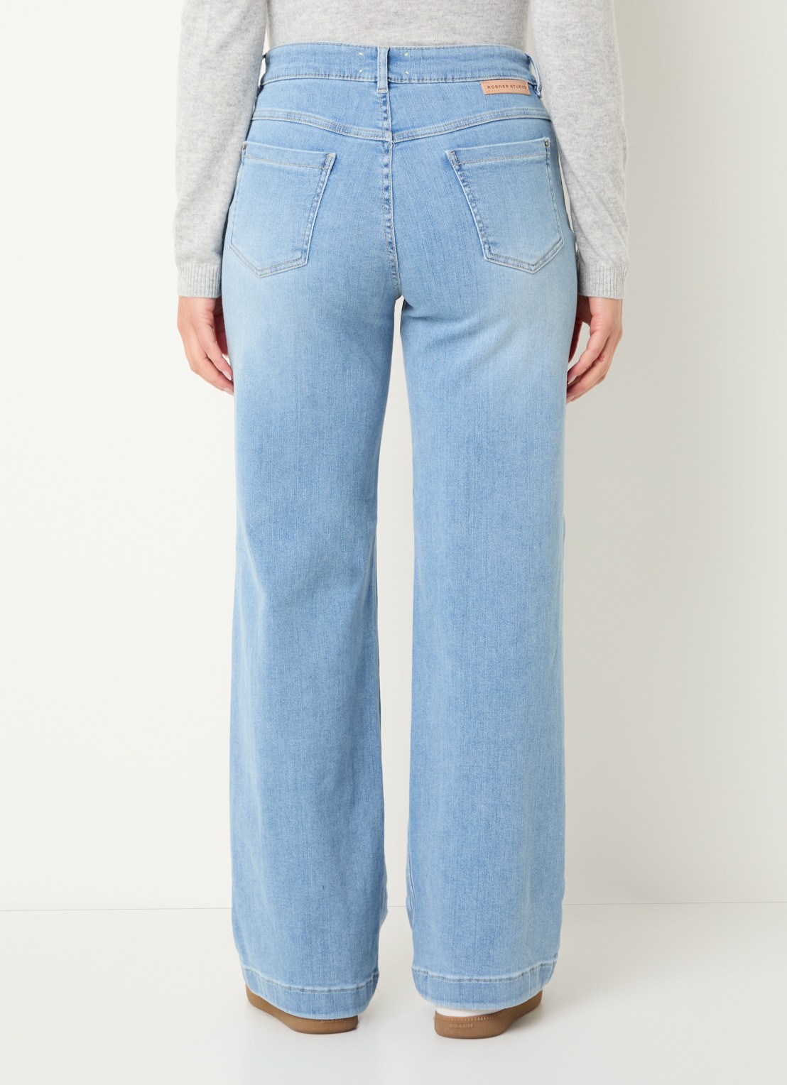 Rosner Studio High waist wide leg jeans met lichte wassing - achterkant 4 indigo