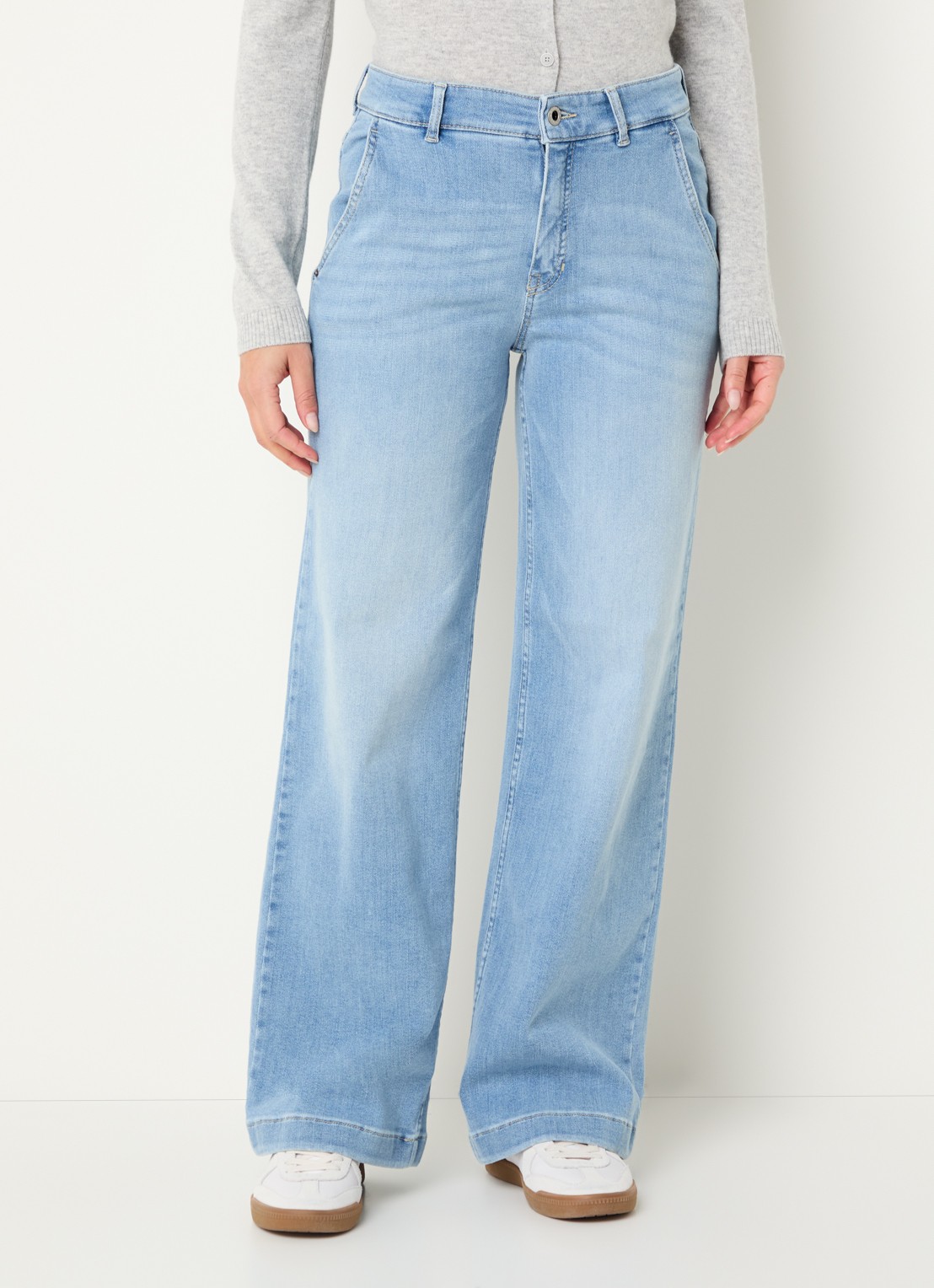 Rosner Studio High waist wide leg jeans met lichte wassing - detail 3 indigo